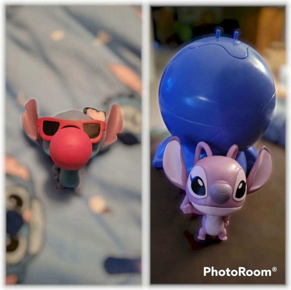 Culturefly Disney Stitch minis, stitch blowing a bubble and Angel